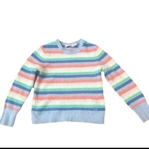 Vineyard Vines Blue Striped Calm Waters Cotton Sweater Girls Med Waffle Knit